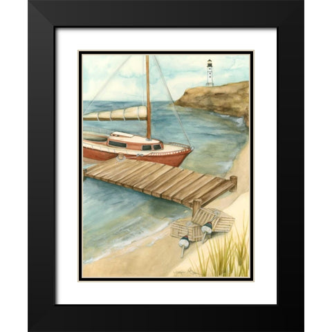 Shoreline Dock II Black Modern Wood Framed Art Print with Double Matting by Goldberger, Jennifer