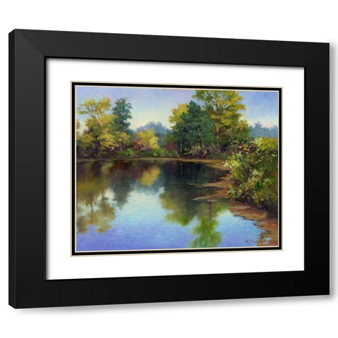 Summer Pond Black Modern Wood Framed Art Print with Double Matting by Weber, Mary Jean