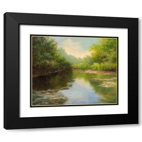 OBannon Summer Creek Black Modern Wood Framed Art Print with Double Matting by Weber, Mary Jean