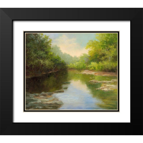 OBannon Summer Creek Black Modern Wood Framed Art Print with Double Matting by Weber, Mary Jean