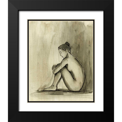 Sumi-e Figure IV Black Modern Wood Framed Art Print with Double Matting by Harper, Ethan