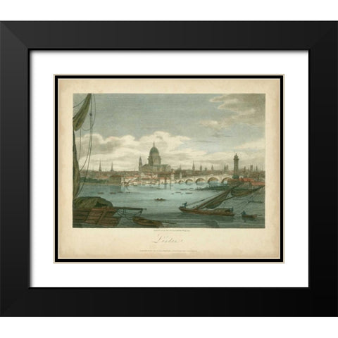 View of London Black Modern Wood Framed Art Print with Double Matting by Greig, J.
