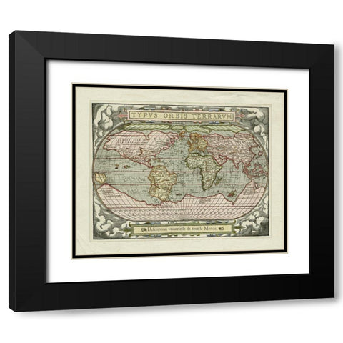 Typvs Orbis Map Black Modern Wood Framed Art Print with Double Matting by Unknown