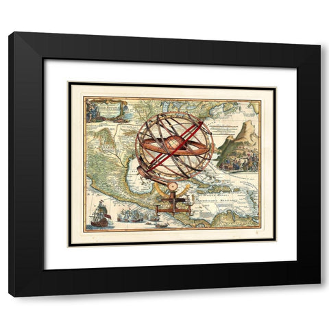 Nova Hispania Black Modern Wood Framed Art Print with Double Matting by unknown