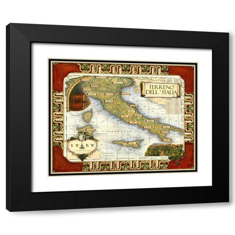 Wine Map of Italy on CGP Black Modern Wood Framed Art Print with Double Matting by Unknown