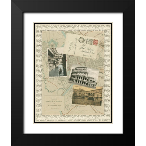 Vintage Map of Rome Black Modern Wood Framed Art Print with Double Matting by Vision Studio