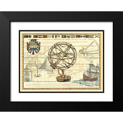 Nautical Map I Black Modern Wood Framed Art Print with Double Matting by Vision Studio
