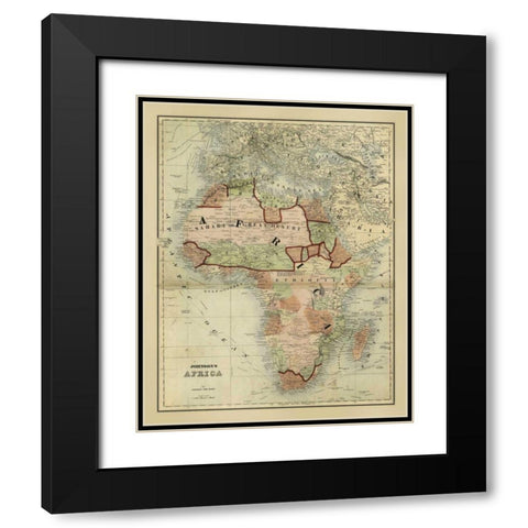 Antique Map of Africa Black Modern Wood Framed Art Print with Double Matting by Johnson