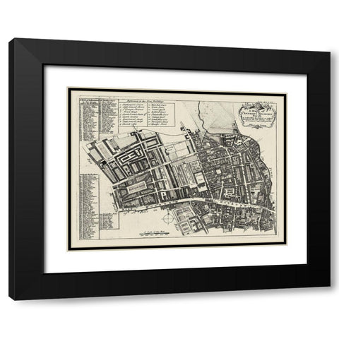 Quays of London I Black Modern Wood Framed Art Print with Double Matting by Unknown