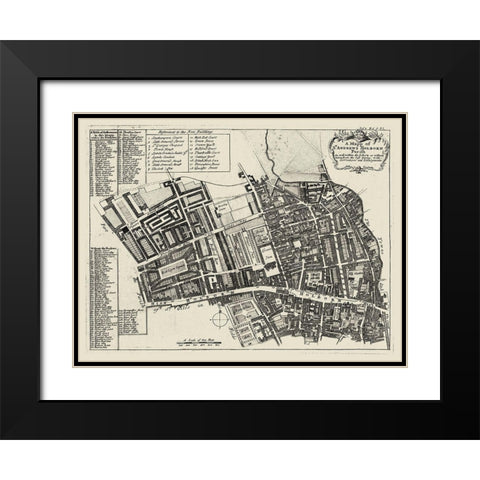 Quays of London I Black Modern Wood Framed Art Print with Double Matting by Unknown