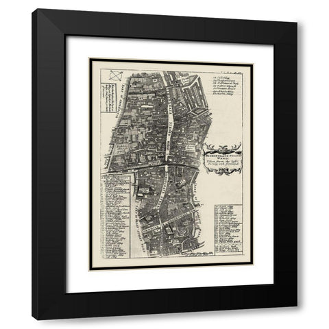 Quays of London V Black Modern Wood Framed Art Print with Double Matting by Unknown