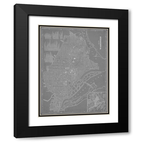 City Map of Washington, D.C. Black Modern Wood Framed Art Print with Double Matting by Vision Studio