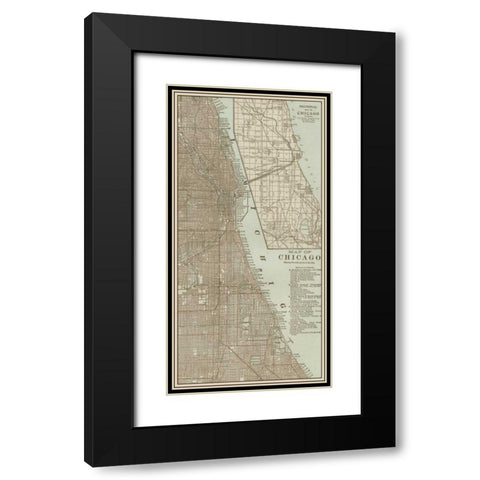 Tinted Map of Chicago Black Modern Wood Framed Art Print with Double Matting by Vision Studio