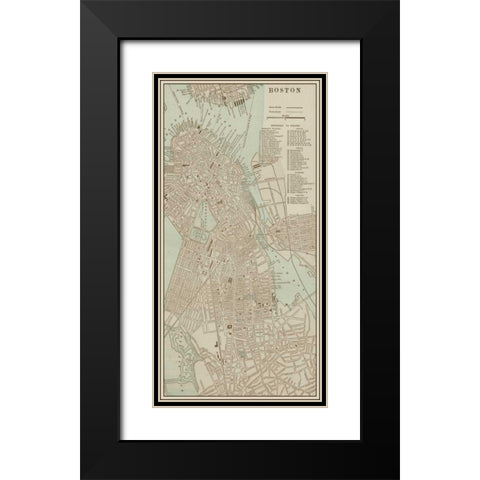 Tinted Map of Boston Black Modern Wood Framed Art Print with Double Matting by Vision Studio