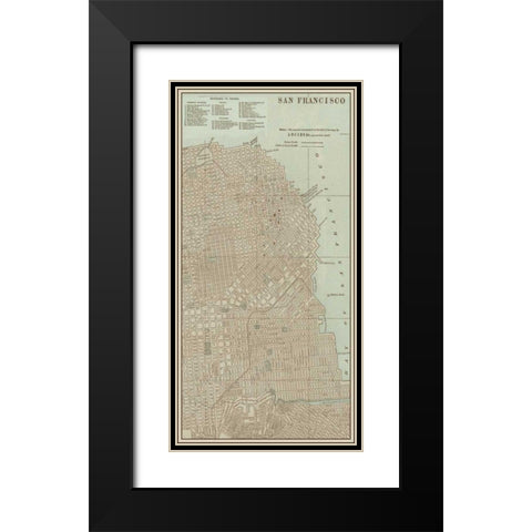 Tinted Map of San Francisco Black Modern Wood Framed Art Print with Double Matting by Vision Studio