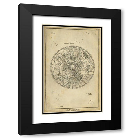 Antique Astronomy Chart II Black Modern Wood Framed Art Print with Double Matting by Diderot, Denis