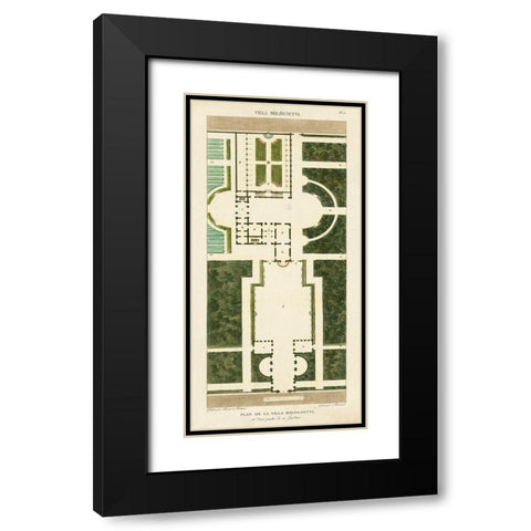 Plan de la Villa Bolognetti Black Modern Wood Framed Art Print with Double Matting by Bonnard