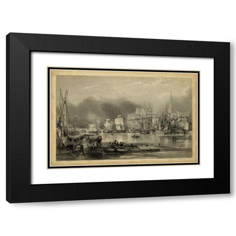 Newcastle Upon Tyne Black Modern Wood Framed Art Print with Double Matting by Balmer, G.