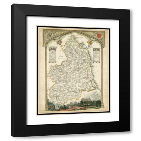 Map of Northumberland Black Modern Wood Framed Art Print with Double Matting by Unknown