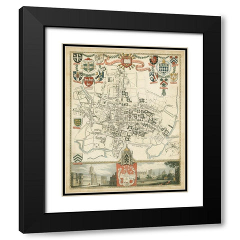 City and University of Oxford Black Modern Wood Framed Art Print with Double Matting by Unknown