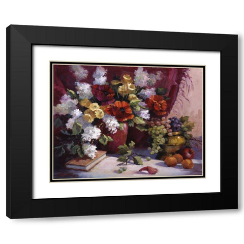 Red Poppies Black Modern Wood Framed Art Print with Double Matting by Johnston, Maxine