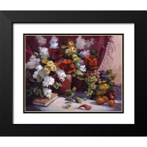 Red Poppies Black Modern Wood Framed Art Print with Double Matting by Johnston, Maxine