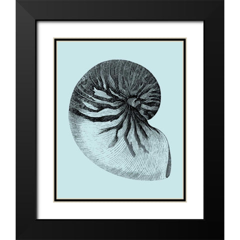 Shells on Aqua II Black Modern Wood Framed Art Print with Double Matting by Vision Studio