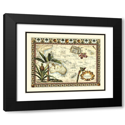 Tropical Map of East Indies Black Modern Wood Framed Art Print with Double Matting by Vision Studio