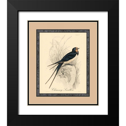 Printed Chimney Swallow Black Modern Wood Framed Art Print with Double Matting by Apogee Art Services