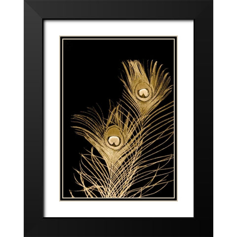Plumes Dor II Black Modern Wood Framed Art Print with Double Matting by Johnson, Jason