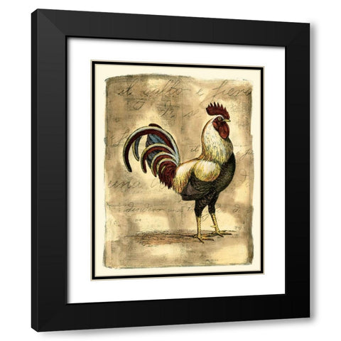 Tuscany Rooster I Black Modern Wood Framed Art Print with Double Matting by Bookman, D.