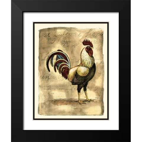 Tuscany Rooster I Black Modern Wood Framed Art Print with Double Matting by Bookman, D.