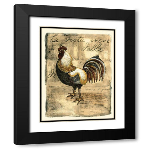 Tuscany Rooster II Black Modern Wood Framed Art Print with Double Matting by Bookman, D.