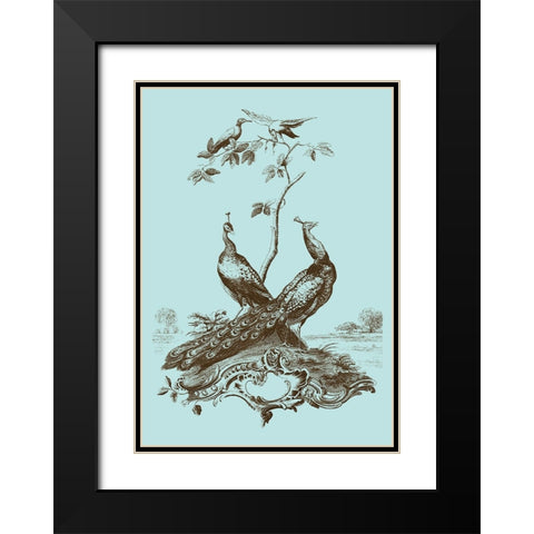 Avian Toile II Black Modern Wood Framed Art Print with Double Matting by Vision Studio