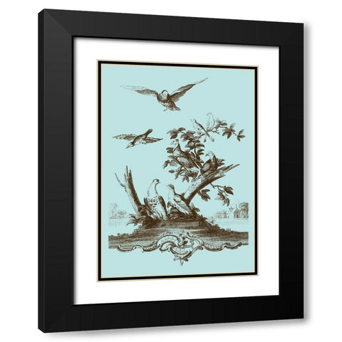 Avian Toile IV Black Modern Wood Framed Art Print with Double Matting by Vision Studio