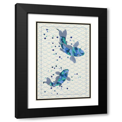 Playful Koi I Black Modern Wood Framed Art Print with Double Matting by Bryant, Rebecca