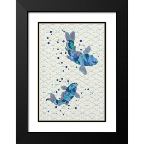 Playful Koi I Black Modern Wood Framed Art Print with Double Matting by Bryant, Rebecca