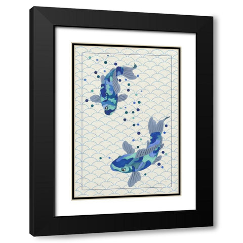 Playful Koi II Black Modern Wood Framed Art Print with Double Matting by Bryant, Rebecca