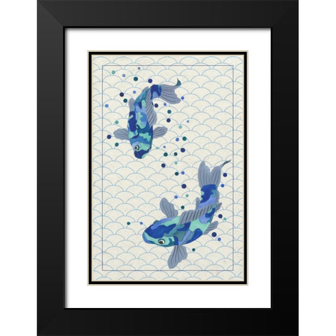 Playful Koi II Black Modern Wood Framed Art Print with Double Matting by Bryant, Rebecca