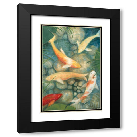 Reflecting Koi II Black Modern Wood Framed Art Print with Double Matting by Meagher, Megan