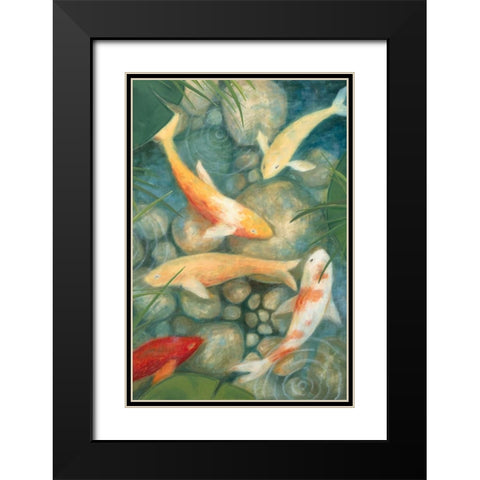 Reflecting Koi II Black Modern Wood Framed Art Print with Double Matting by Meagher, Megan
