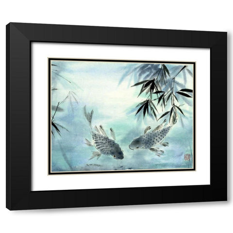 Koi Black Modern Wood Framed Art Print with Double Matting by Parker, Nan Rae