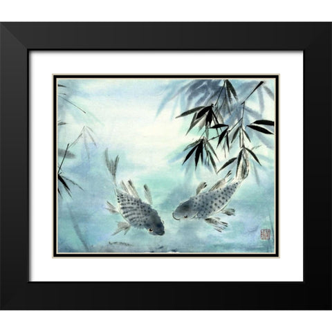 Koi Black Modern Wood Framed Art Print with Double Matting by Parker, Nan Rae