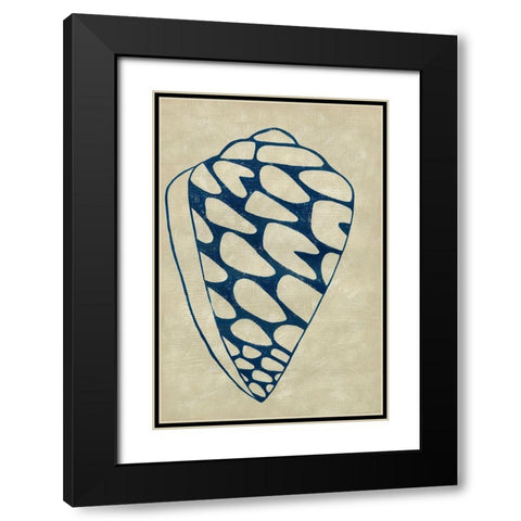 Indigo Shell IV Black Modern Wood Framed Art Print with Double Matting by Zarris, Chariklia