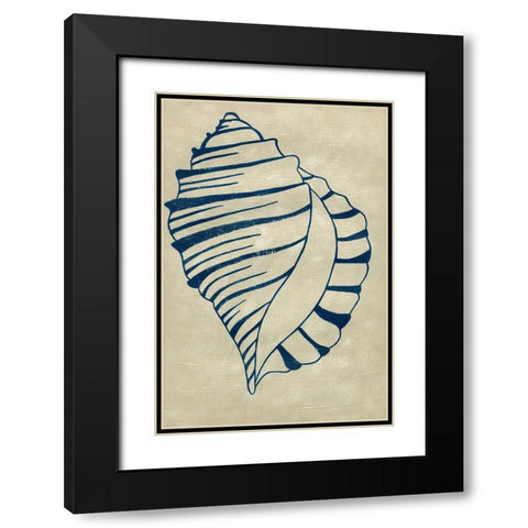 Indigo Shell V Black Modern Wood Framed Art Print with Double Matting by Zarris, Chariklia