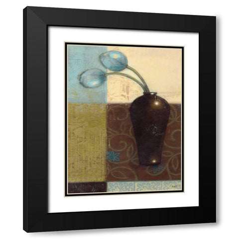 Ebony Vase with Blue Tulips I Black Modern Wood Framed Art Print with Double Matting by Wyatt Jr., Norman