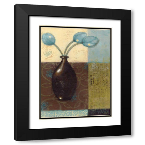 Ebony Vase with Blue Tulips II Black Modern Wood Framed Art Print with Double Matting by Wyatt Jr., Norman