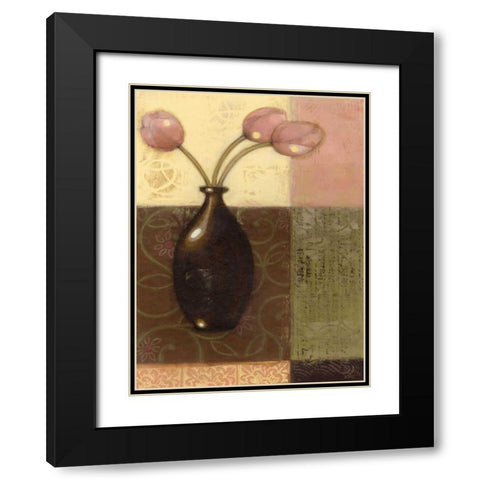 Ebony Vase with Tulips II Black Modern Wood Framed Art Print with Double Matting by Wyatt Jr., Norman