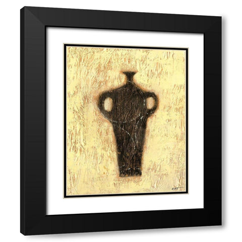 Woodcut Ebony Vase I Black Modern Wood Framed Art Print with Double Matting by Wyatt Jr., Norman