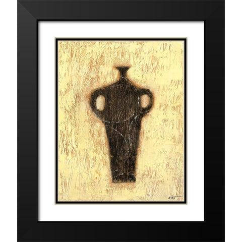 Woodcut Ebony Vase I Black Modern Wood Framed Art Print with Double Matting by Wyatt Jr., Norman
